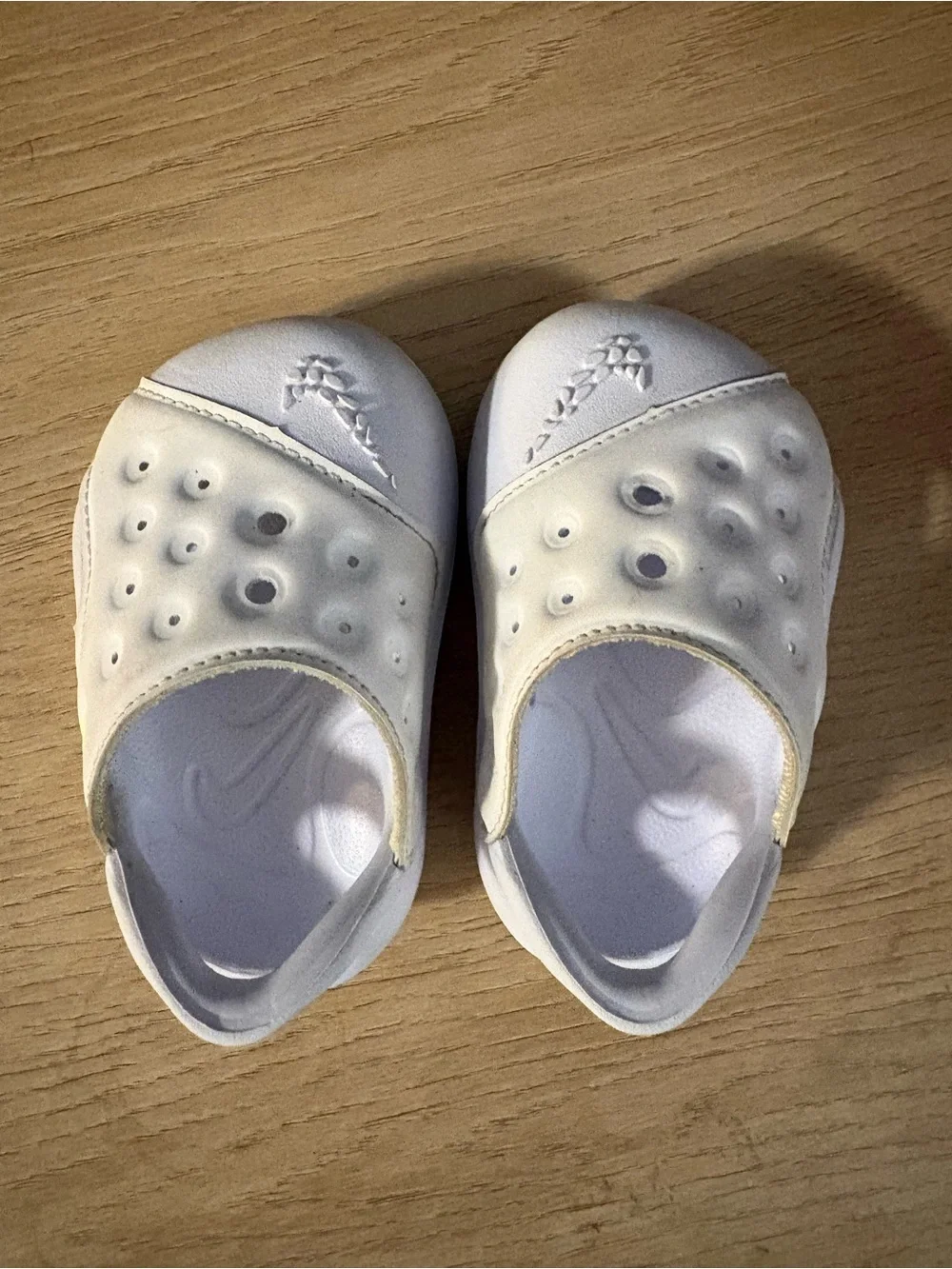 Nike toddler Aquaswoosh White Slip-On Sandals with Neon Yellow Swoosh Accent